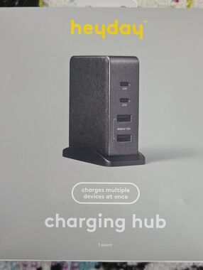 heyday Black Multi-Port Charging Hub with Stand